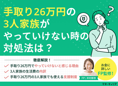 手取り26万円の3人家族がやっていけない時の対処法のサムネイル画像