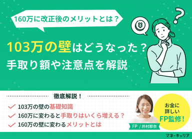 103万の壁はどうなった？160万に改正後のメリット・手取り額・注意点を解説のサムネイル画像